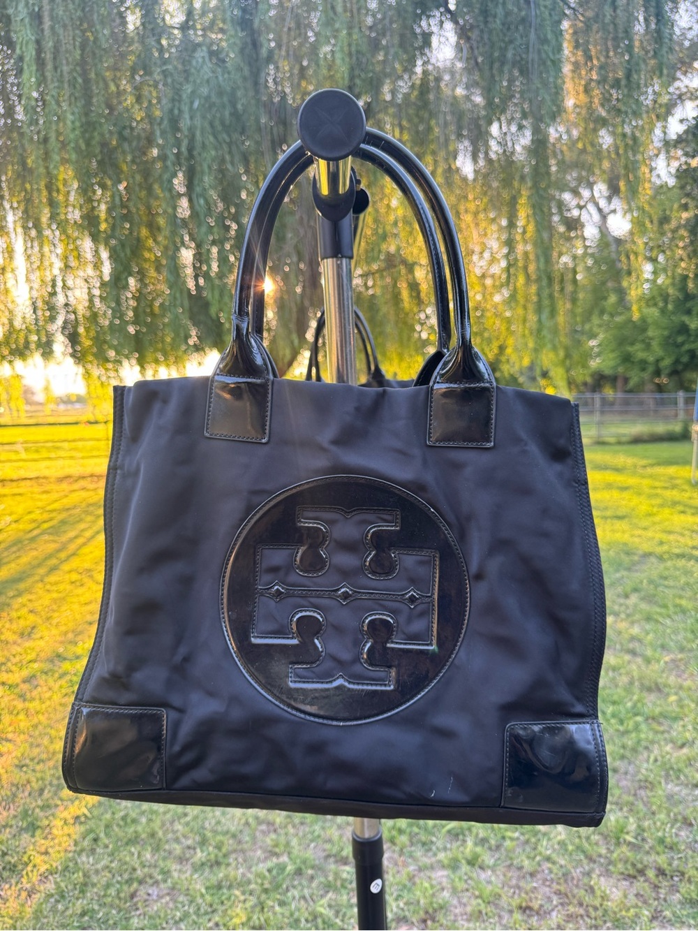 Tory Burch Black Nylon Ella Tote Large Size